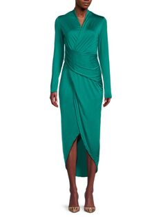 Платье с драпировкой и высоким низким вырезом Rachel Rachel Roy, цвет Ivy Green