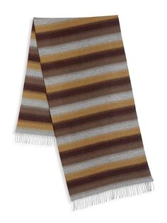 Полосатый шарф из матовой мериносовой шерсти и кашемира Saks Fifth Avenue, цвет Java