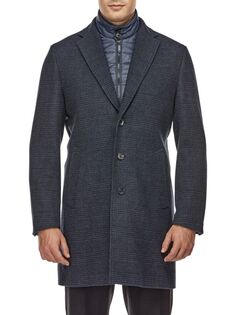Облегающее верхнее пальто Glen из смесовой шерсти в клетку English Laundry, синий