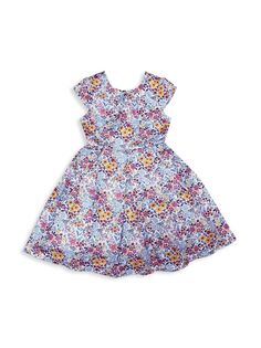 Платье с цветочным принтом для маленьких девочек и девочек Joe-Ella, синий