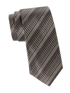 Полосатый шелковый галстук Brioni, черный