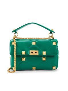 Кожаная сумка Rockstud Valentino Garavani, цвет Jungle Green
