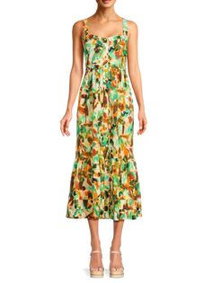 Платье миди Yara с абстрактными пуговицами спереди Marie Oliver, цвет Jungle