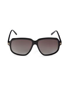 Прямоугольные солнцезащитные очки 59MM Tom Ford, черный