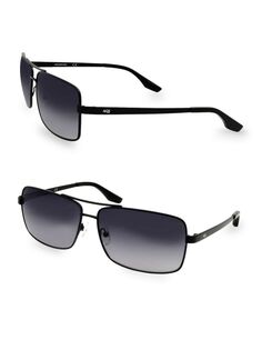 Прямоугольные солнцезащитные очки STEEL 60MM Aqs, черный