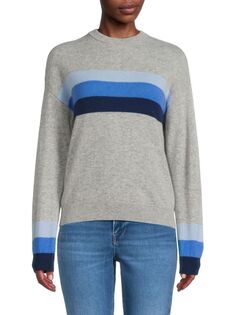 Полосатый кашемировый свитер с круглым вырезом Amicale, синий