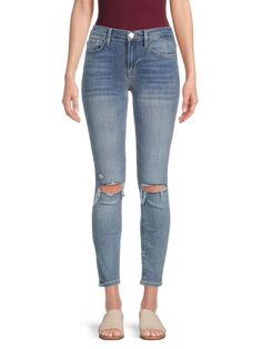Укороченные джинсы скинни с потертостями Frame, цвет Kincord Rinse