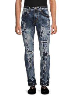 Рваные байкерские джинсы узкого кроя Blowout Evolution In Design, синий