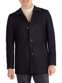 Итальянское пальто из смесовой шерсти Cole Haan, темно-синий