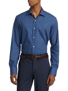 Классическая рубашка с квадратными звеньями Saks Fifth Avenue, темно-синий