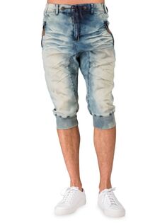 Джинсовые шорты свободного кроя с отбеливающим эффектом Level 7 Jeans, цвет Mojave Blue