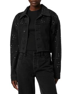 Укороченная джинсовая куртка с люверсами Hudson, черный