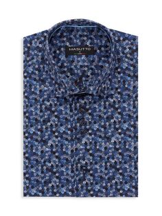 Классическая рубашка с геометрическим рисунком Masutto, темно-синий
