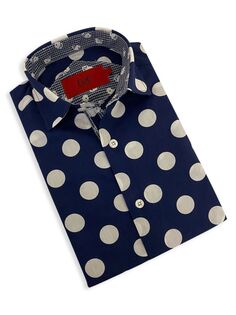 Классическая рубашка в горошек для мальчика Elie Balleh, темно-синий