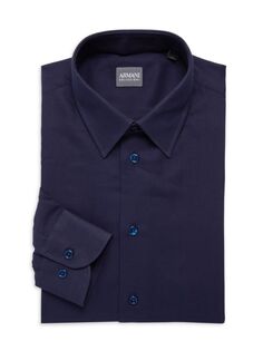 Классическая рубашка приталенного кроя в клетку Armani Collezioni, темно-синий