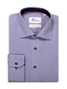 Классическая рубашка современного кроя с узором «гусиные лапки» Finollo, темно-синий
