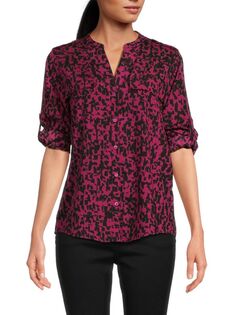 Рубашка с воротником-стойкой с абстрактным принтом Calvin Klein, цвет Mulberry Black