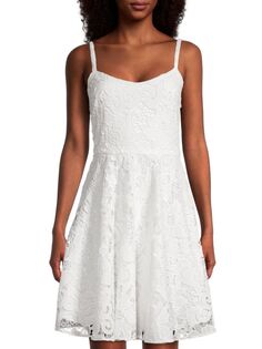 Кружевное мини-платье с расклешенной юбкой Toccin, белый