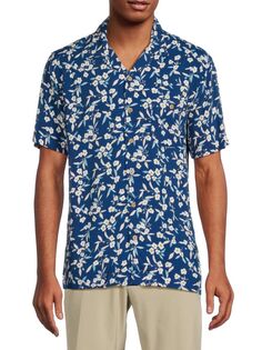 Лагерная рубашка с пальмовыми листьями Weatherproof Vintage, цвет Blue Ivy