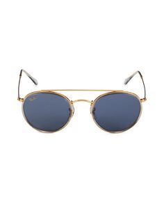 Круглые солнцезащитные очки-авиаторы 51MM Ray-Ban, цвет Blue Gold