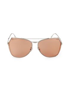 Солнцезащитные очки-авиаторы 62MM Longines, цвет Silver Brown