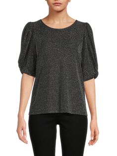 Топ с объемными рукавами металлик Dkny, цвет Silver Black