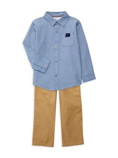 Комплект из двух предметов: рубашка и брюки на пуговицах для маленького мальчика Calvin Klein, цвет Blue Multi