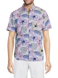 Рубашка с воротником на пуговицах и цветочным принтом Vintage Summer, цвет Blue Multi