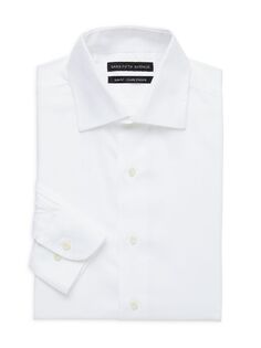 Однотонная классическая рубашка приталенного кроя Saks Fifth Avenue, белый