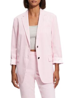 Льняная куртка-бойфренд Theory, цвет Soft Pink