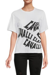 Свободная футболка с логотипом и графическим рисунком Roberto Cavalli, белый