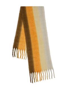 Вязаный шарф с бахромой Saks Fifth Avenue, цвет Brown Yellow