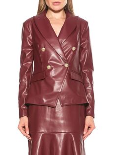 Двубортный пиджак из искусственной кожи Alexia Admor, цвет Burgundy