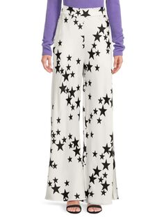 Широкие брюки со звездным принтом Renee C., белый
