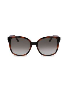 Квадратные солнцезащитные очки 56MM Ferragamo, цвет Tortoise