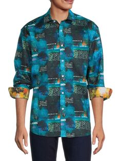 Рубашка на пуговицах с контрастными манжетами 1 Like No Other, бирюзовый