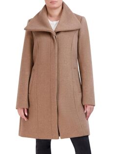 Пальто из смесовой шерсти с воротником-трансформером Cole Haan, цвет Camel