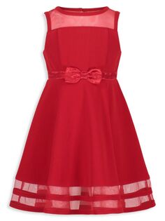 Платье Illusion с сетчатым подолом для девочек Calvin Klein, вишня