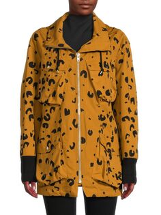 Куртка в стиле милитари с анималистичным принтом Kenzo, горчично-желтый