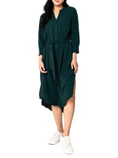 Платье-рубашка миди с поясом Gibsonlook, зеленый