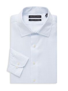Классическая рубашка в мелкую клетку классического кроя Saks Fifth Avenue, цвет White Blue