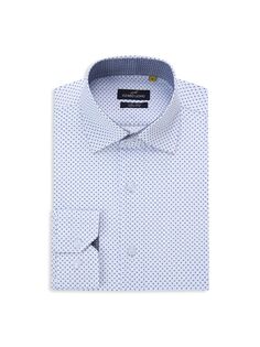 Рубашка приталенного кроя с геометрическим рисунком Azaro Uomo, цвет White Blue