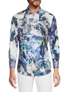 Рубашка на пуговицах с абстрактным рисунком Robert Graham, цвет White Blue
