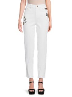 Прямые джинсы с нашивками Karl Lagerfeld Paris, цвет White Denim