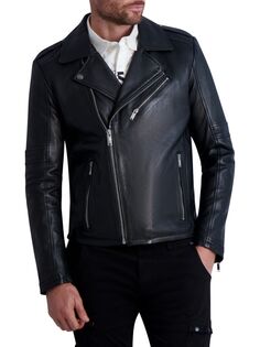 Кожаная байкерская куртка с лацканами Notch Karl Lagerfeld Paris, черный