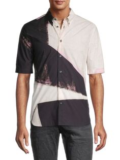 Рубашка на пуговицах с короткими рукавами и абстрактным рисунком Alexander Mcqueen, цвет Lead Pink
