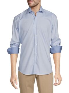 Рубашка на пуговицах с узором Bertigo, синий