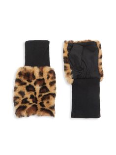 Перчатки из искусственного меха с цвет Leopardовым принтом Glamourpuss Nyc, цвет Leopard