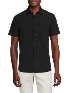 Рубашка Lenox с короткими рукавами и пуговицами из технического материала Dkny, черный