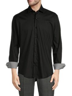 Рубашка на пуговицах с контрастными манжетами Bello Bertigo, черный